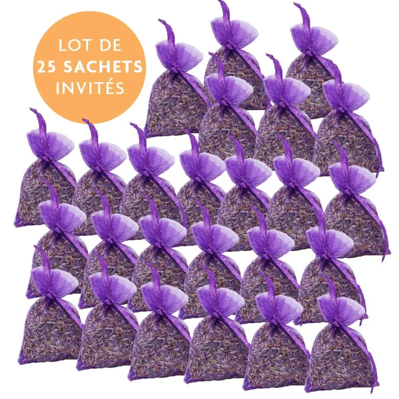 Lot de 25 minis sachets de Lavande - Organza Violet