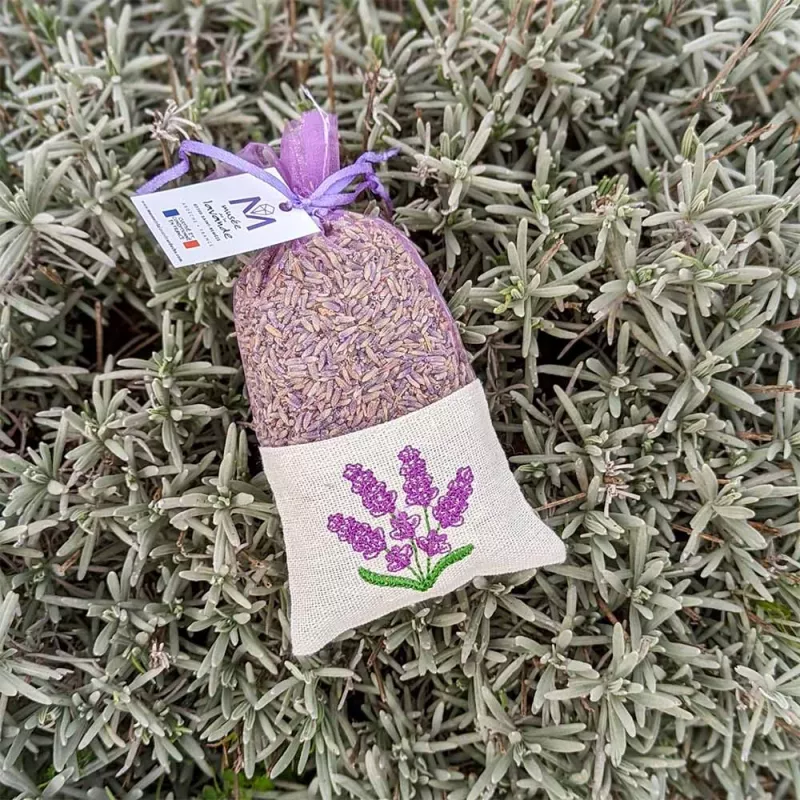 Petit Sachet de Lavande Bi-Matière Violet & Écru | Lavandin