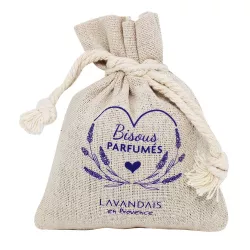 Small 40g Lavandin Sachet in Natural Linen | "Bisous Parfumés"