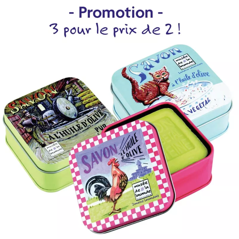 3 savons 100g avec boites métal 3 savons 100g avec boites métal