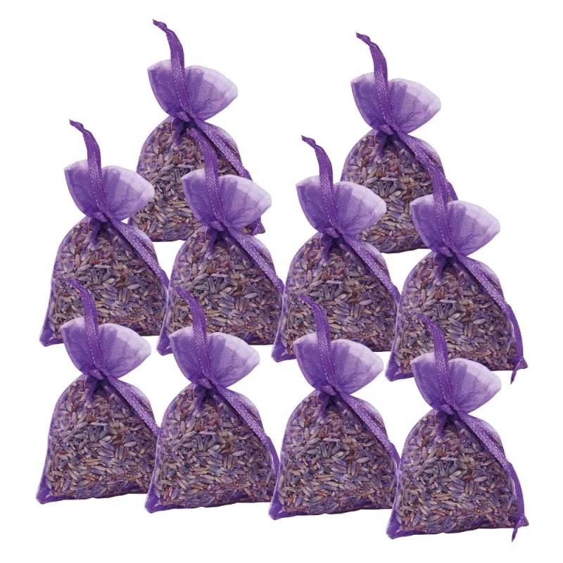 Lot de 10 minis sachets de Lavande - Organza Violet Lot de 10 minis sachets de Lavande - Organza Violet
