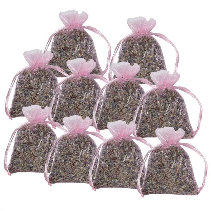 Lot de 10 minis sachets de Lavande - Organza Rose Lot de 10 minis sachets de Lavande - Organza Rose