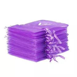 Set of 10 Empty Sachets in Violet Organza – Fill with Your Own Lavende
