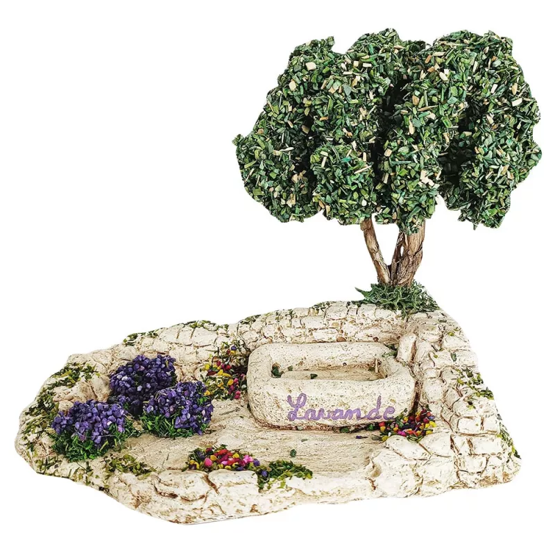 Décor Crèche & Santons - Lavoir avec Lavandes