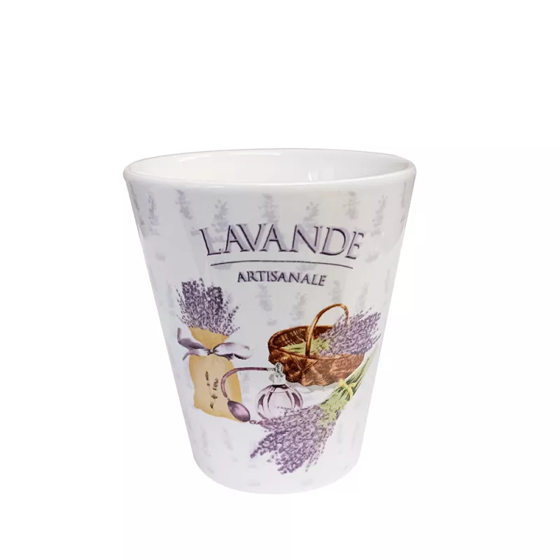 Handleless Coffee Cup with Lavender Design | Le Lavandioù