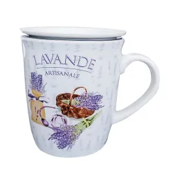 Jolie tasse à thé Lavande avec infuseur et soucoupe | Le Lavandioù