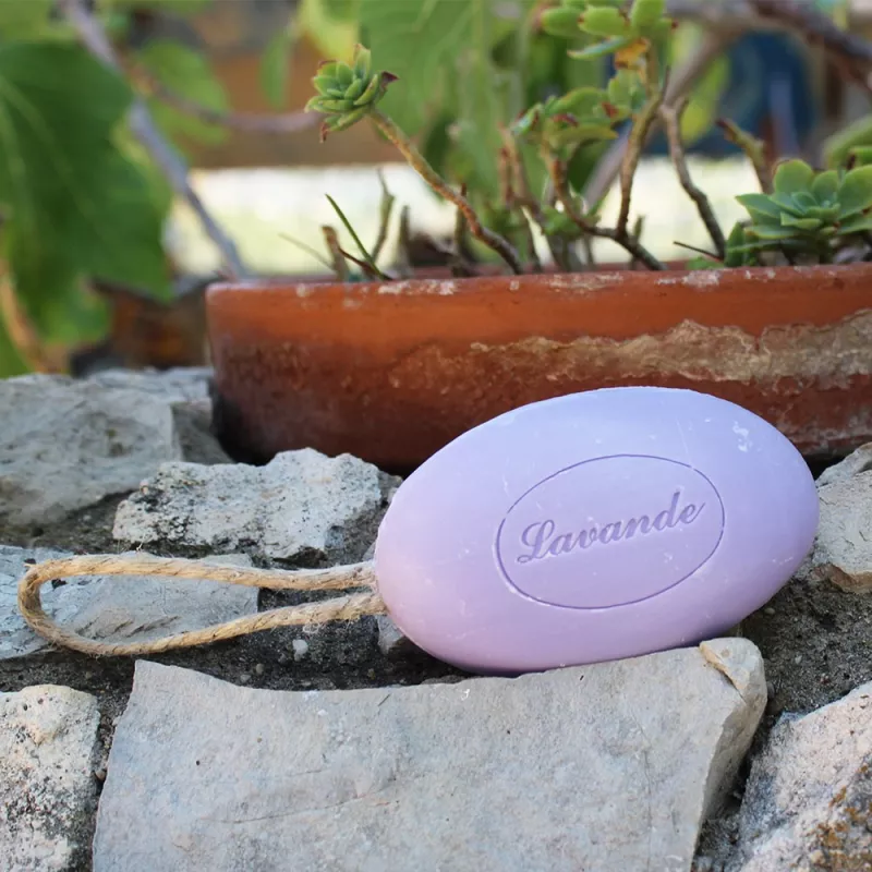 Lavender Pebble Soap 100g – With Rope | Made in France