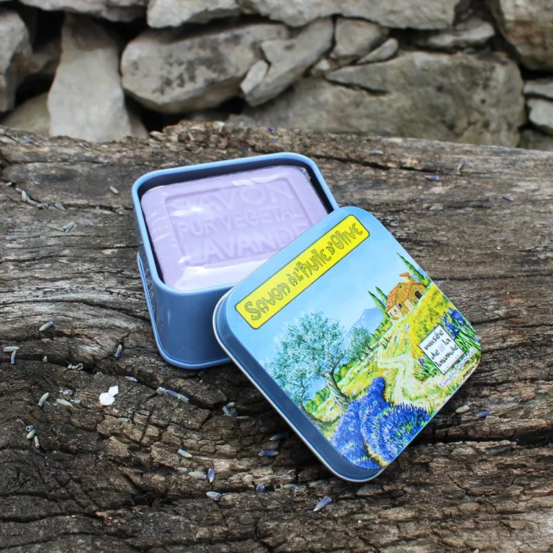 Savon à la Lavande et boîte métal décor Sentier provençal | Savonnerie