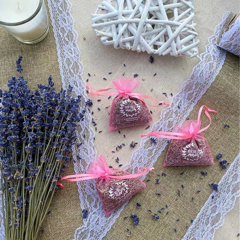 10 Wedding Guest Sachets – Lavandin & "Vive les Mariés" – Pink